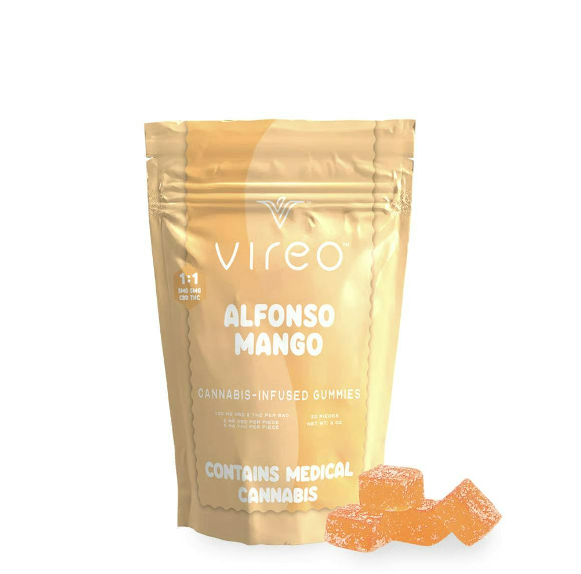 Vireo - Alfonso Mango | 1:1 THC:CBD Gummies | 100mg | 20ct | 5mg/ea - 1