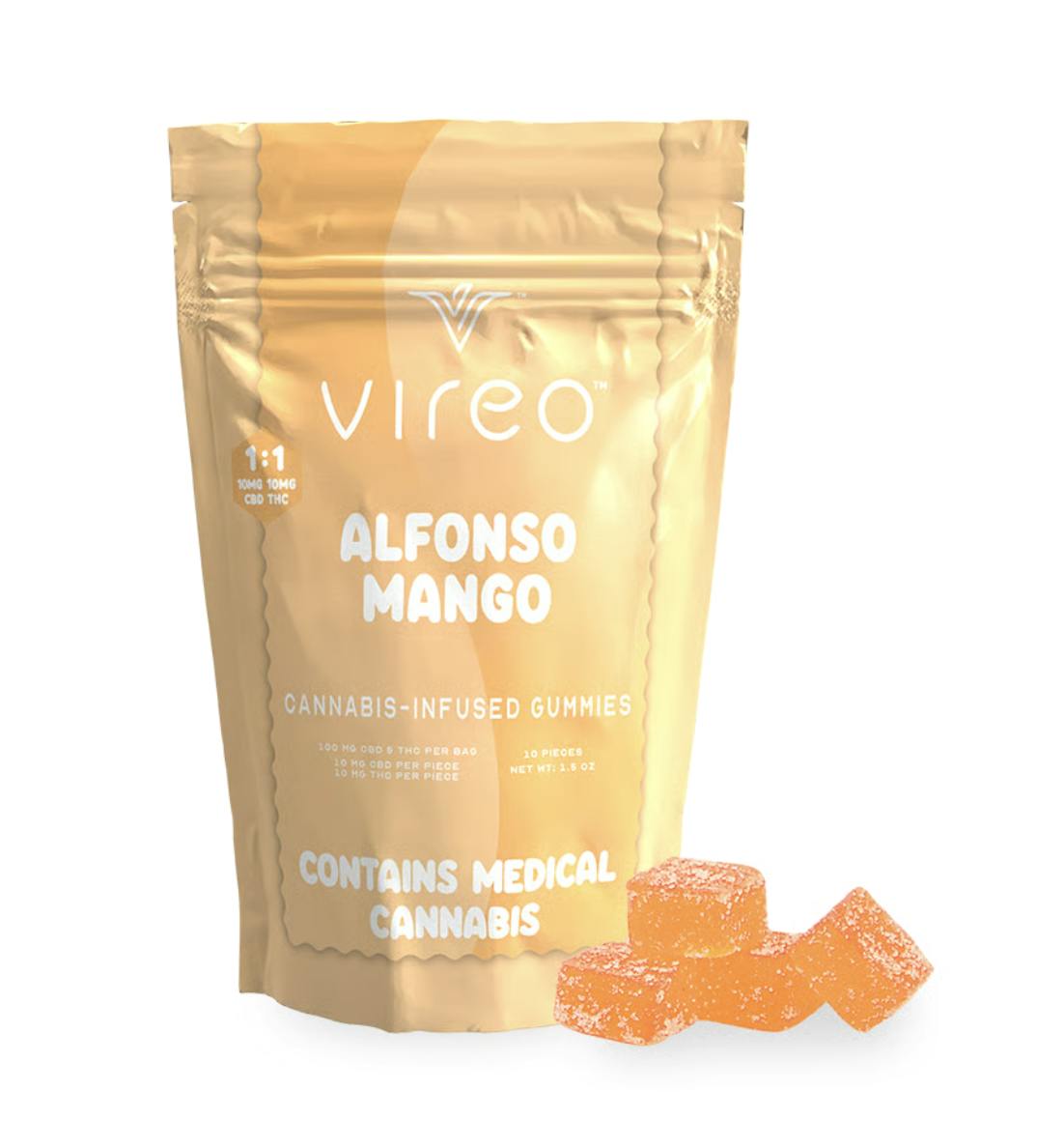 Vireo - Alfonso Mango 1:1 THC:CBD Gummies | 100mg | 10ct | 10mg/ea - 1