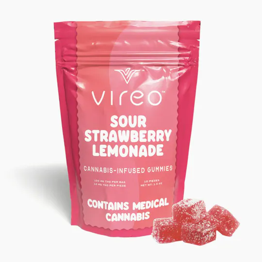 Vireo - Sour Strawberry Lemonade Gummies | 100mg | 10ct | 10mg/ea - 1