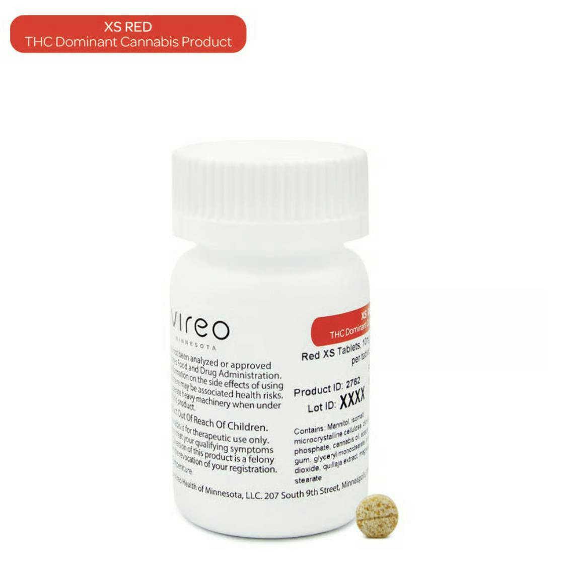 Vireo - Red ES | 19:1 Tablets | THC:CBD 271mg:14mg | 30ct | 10mg:0.5mg each - 1