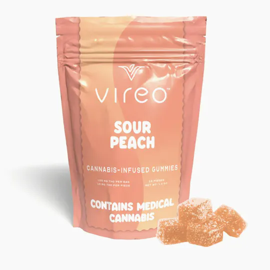 Vireo - Sour Peach Gummies | 200mg | 20ct | 10mg/ea - 1