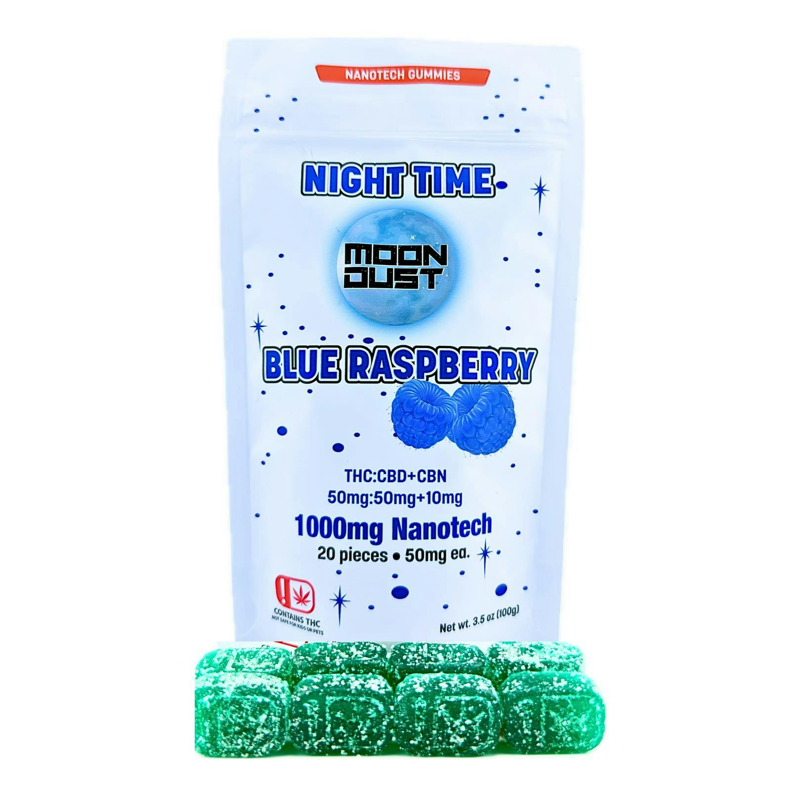 MOON DUST - Moon Dust | Blue Raspberry Night Time Gummies | 1000mg | 20ct | 50mg/ea - 1