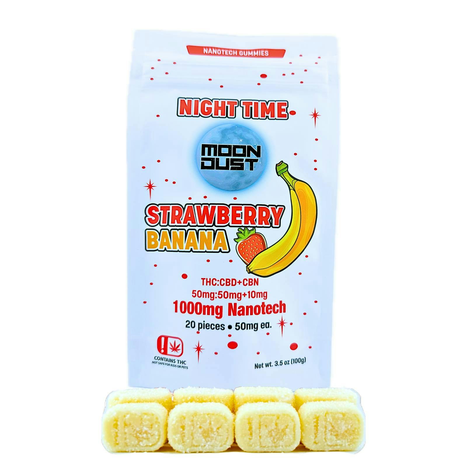 MOON DUST - Moon Dust | Strawberry Banana Night Time Gummies | 1000mg | 20ct | 50mg/ea - 1