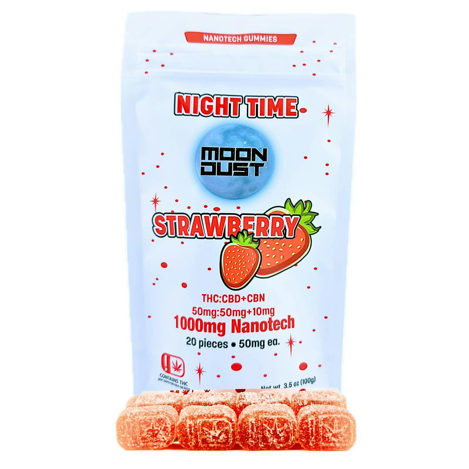 MOON DUST - Moon Dust | Strawberry Night Time Nano Gummies | 1000mg | 20ct | 50mg/ea - 1