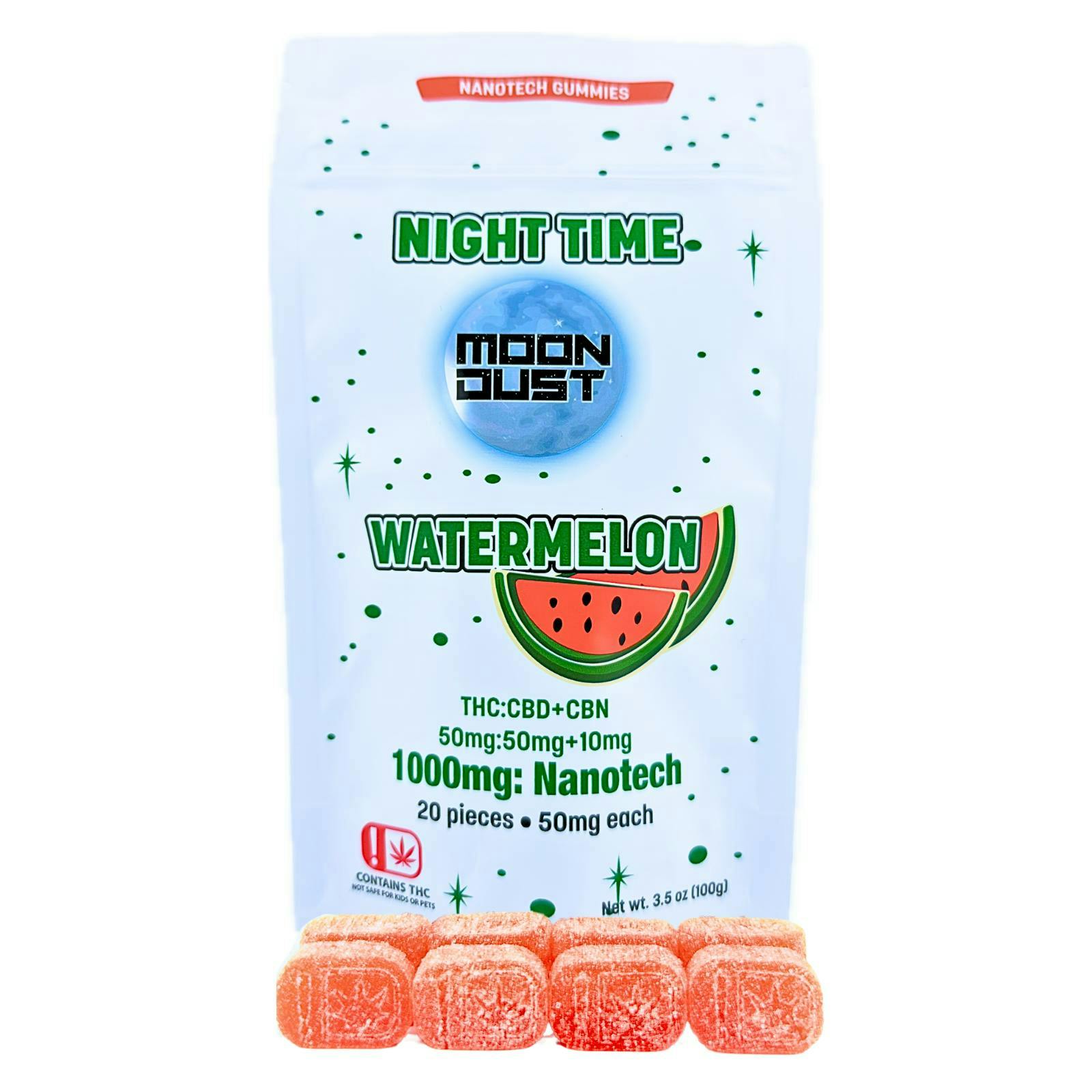 MOON DUST - Moon Dust | Watermelon Night Time Nano Gummies | 1000mg | 20ct | 50mg/ea - 1