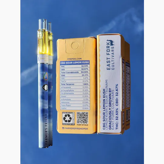 Farmer's Friend Extracts - Glass Cartridge - CBG 1:1:1 Sour Lemon Kush 1g - 1