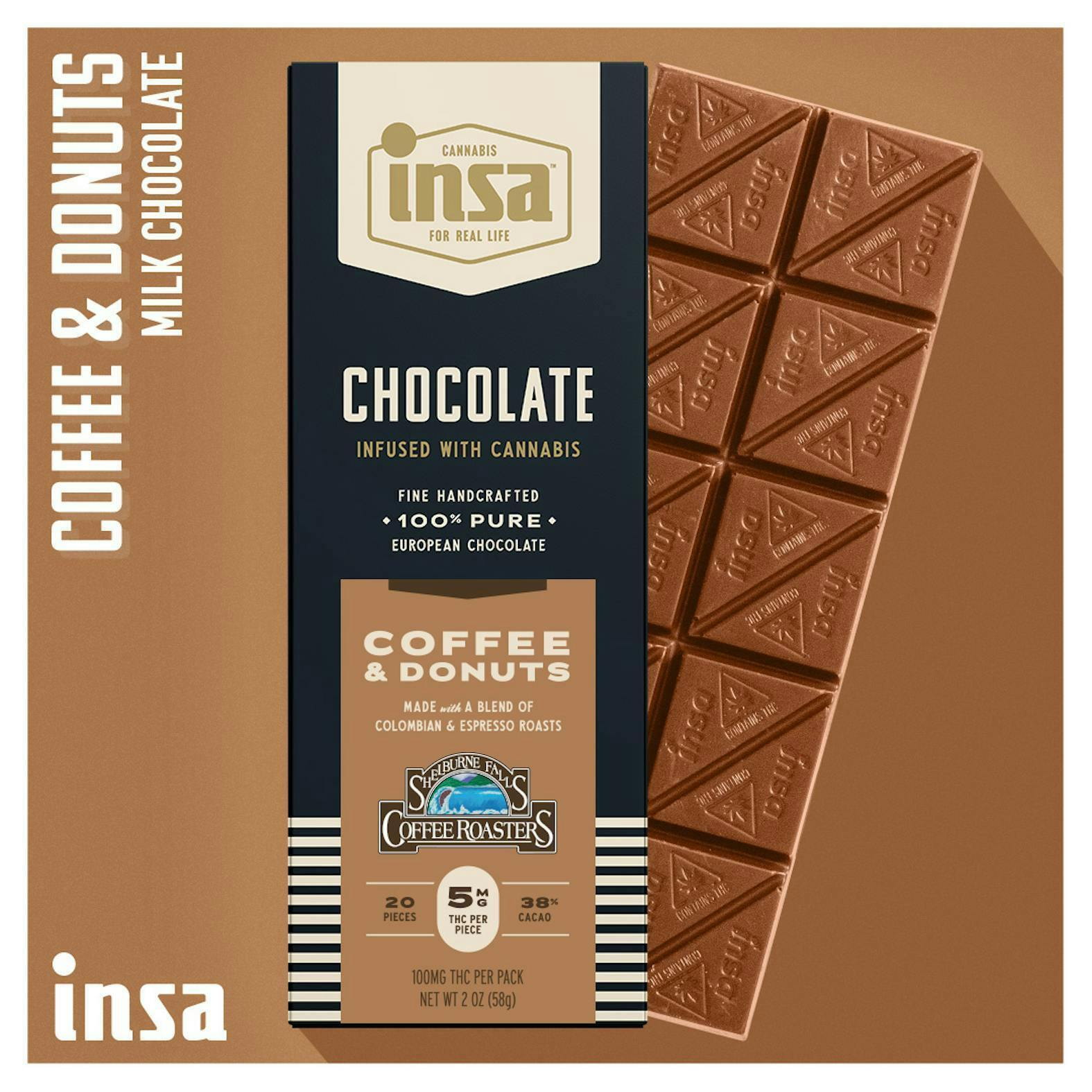 INSA - INSA - Coffee & Donuts Milk Chocolate Bar - 100mg - 1