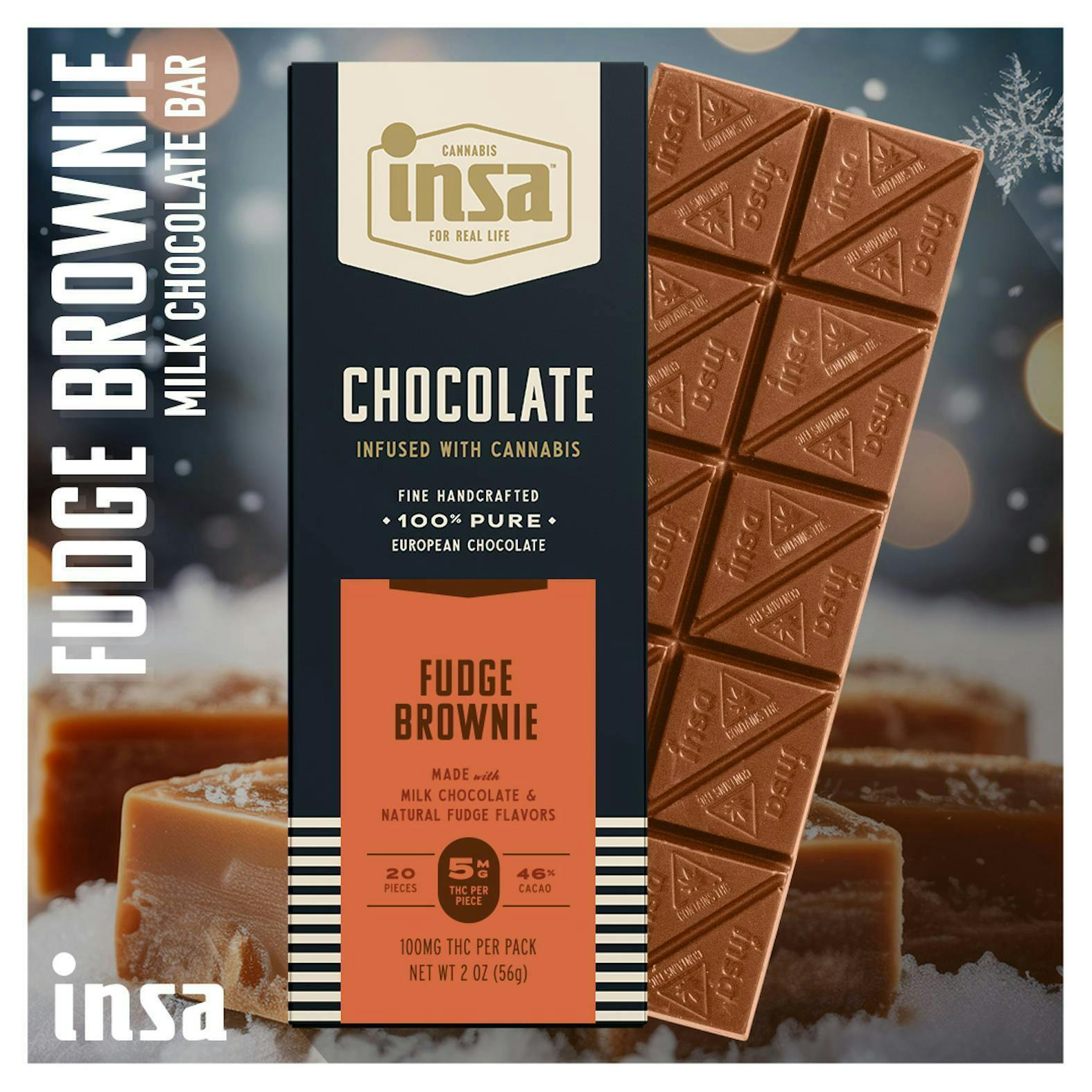 INSA - INSA - Fudge Brownie Milk Chocolate Bar - 100mg - 1
