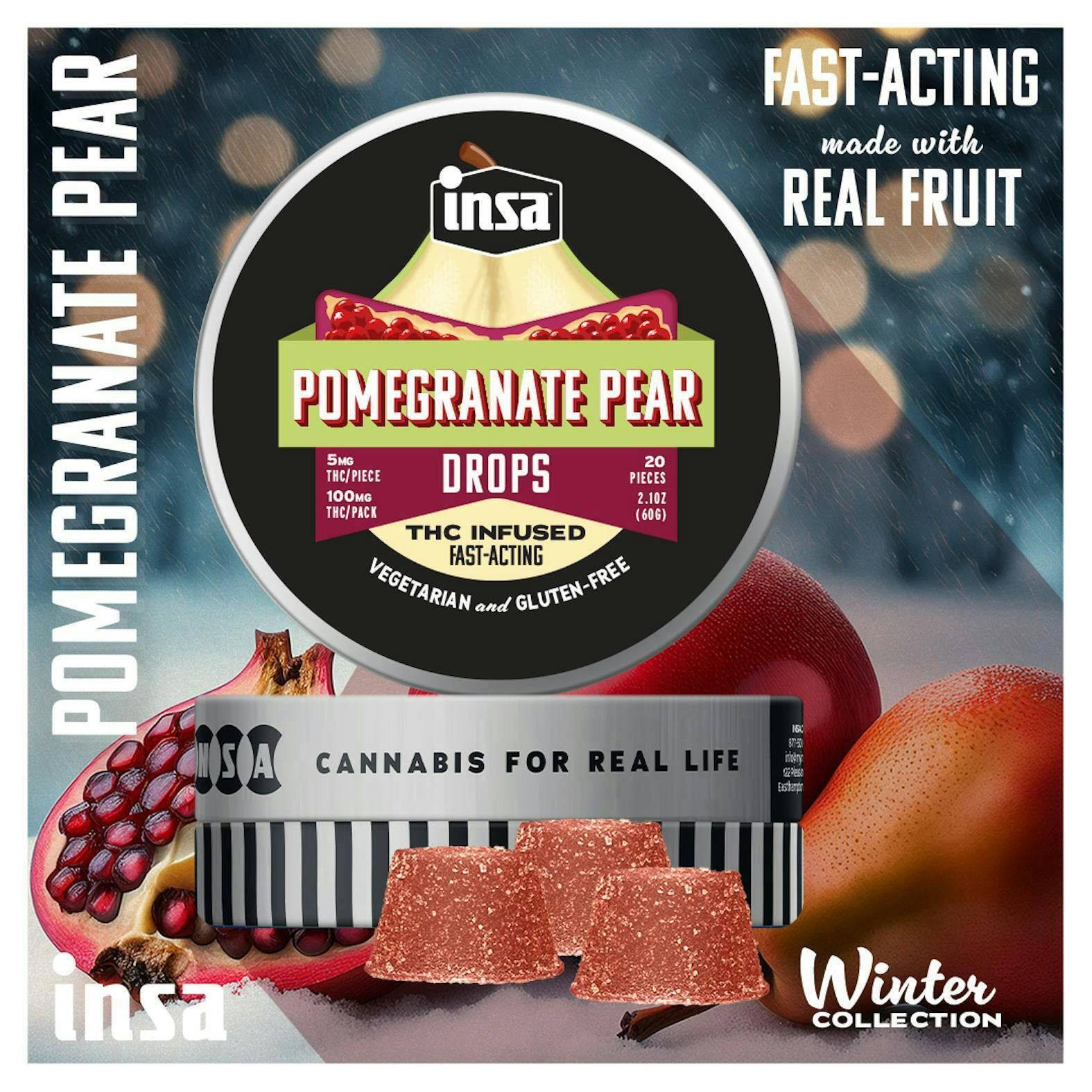 INSA - INSA - Pomegranate Pear Drops - 20pc (100mg) - 1