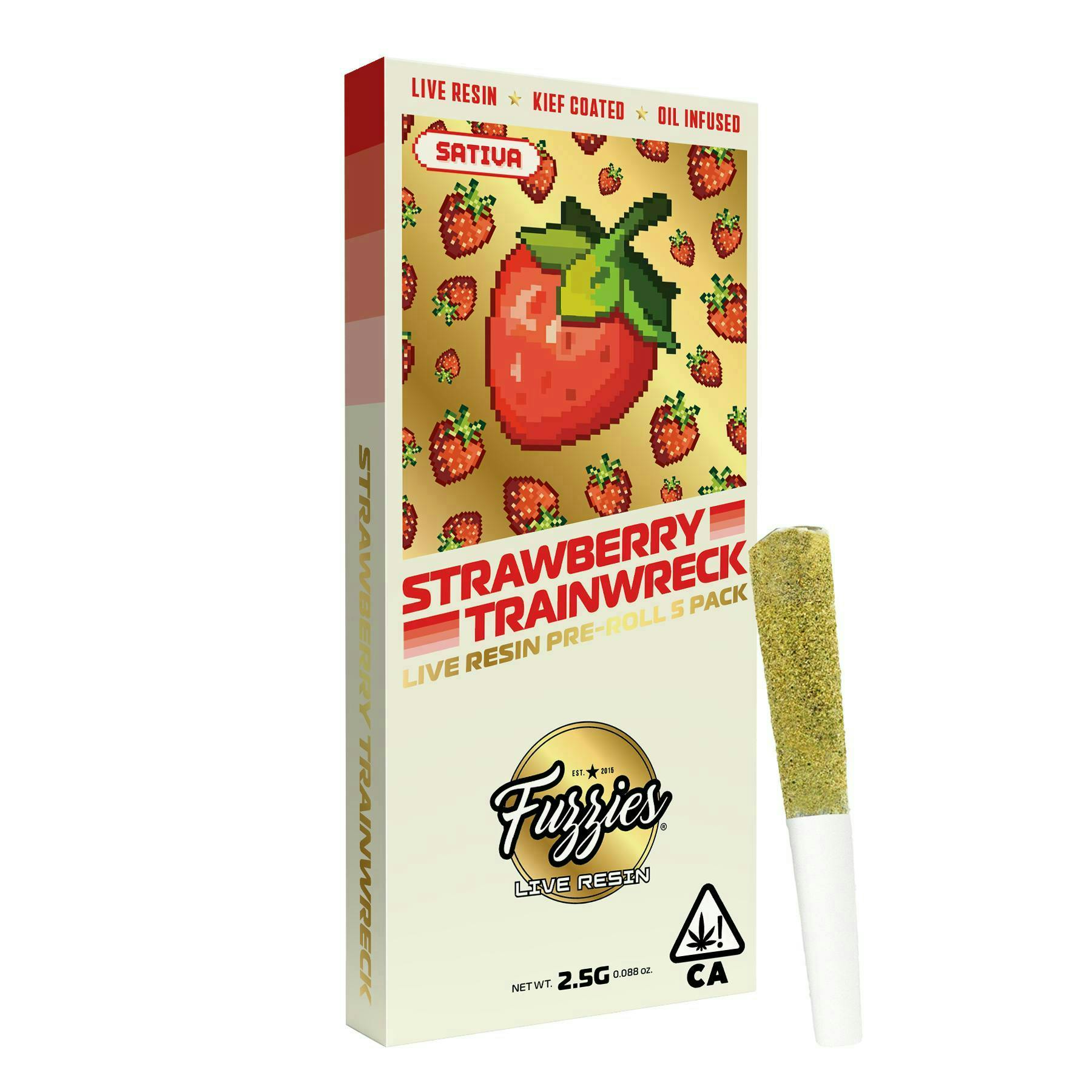 Fuzzies - Strawberry Trainwreck | Live Resin Infused Joints | 0.5g each | 5pk - 1