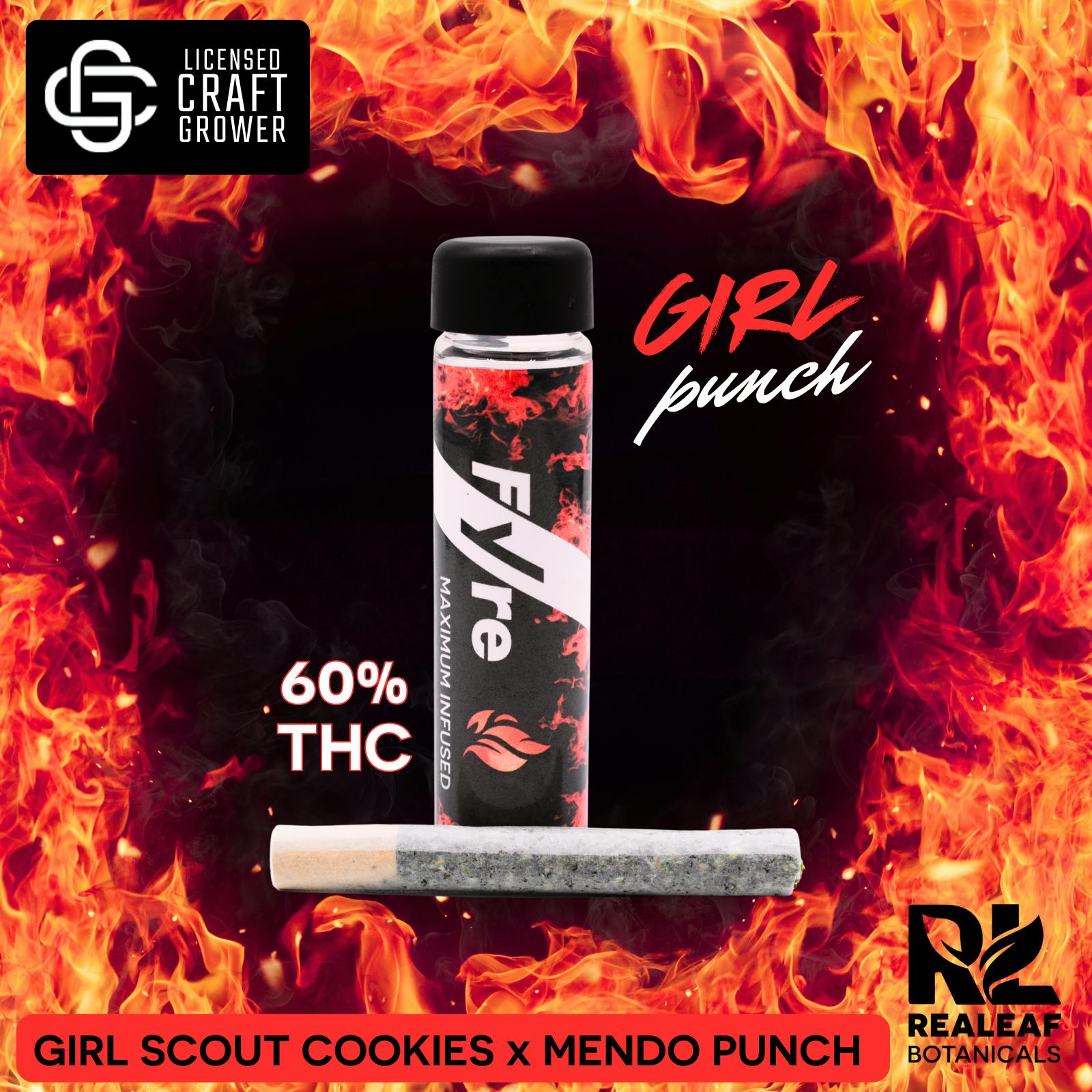 Realeaf Botanicals - Fyre Girl Punch Infused Pre-Roll 1g - 1