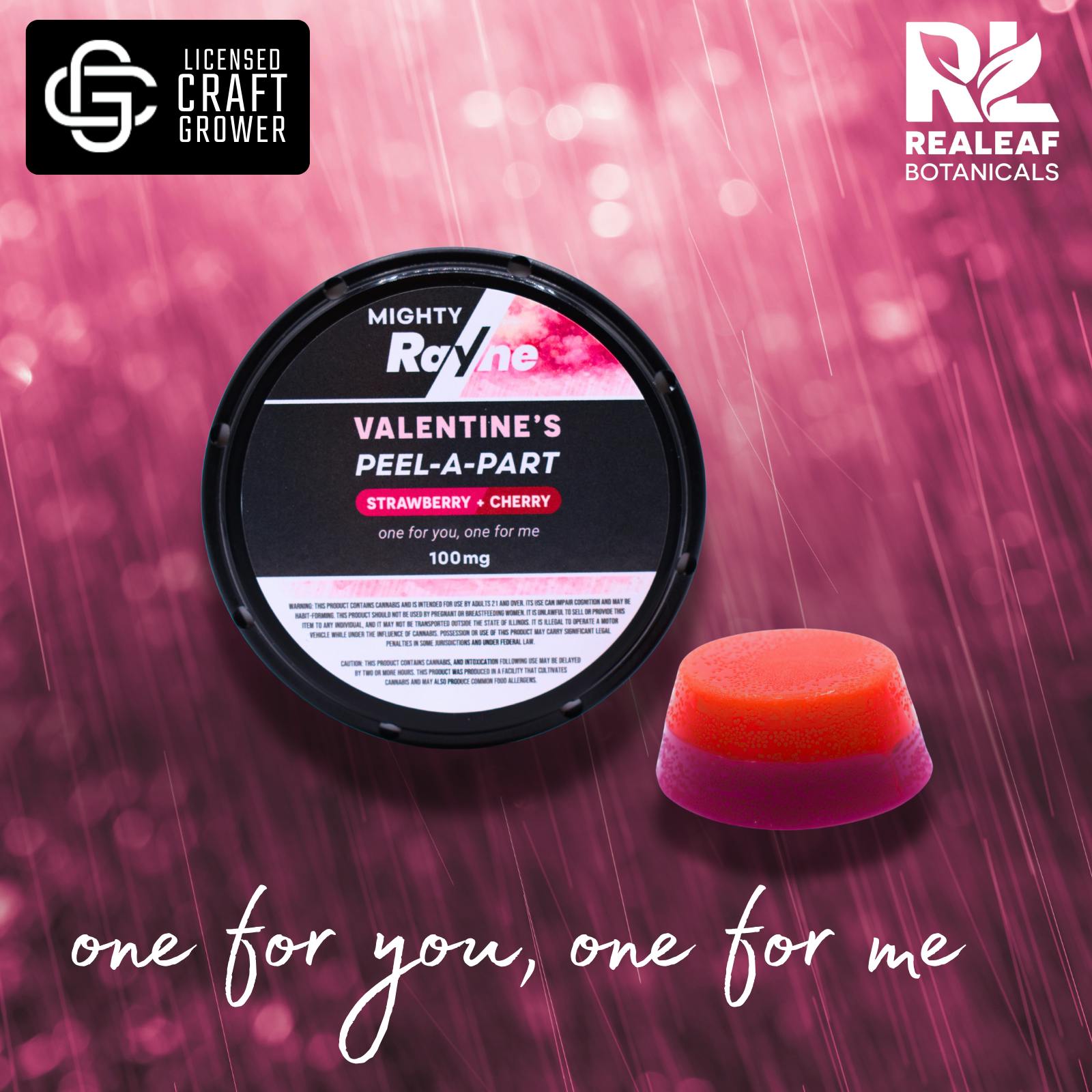 Realeaf Botanicals - Mighty Rayne Valentine's Peel-A-Part Gummy 100mg - 1