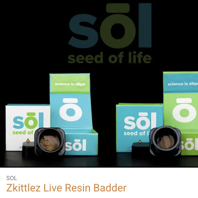 Seed of Life Labs - Seed of Life Labs - Zkittlez Live Resin Badder Concentrate 1g - 1