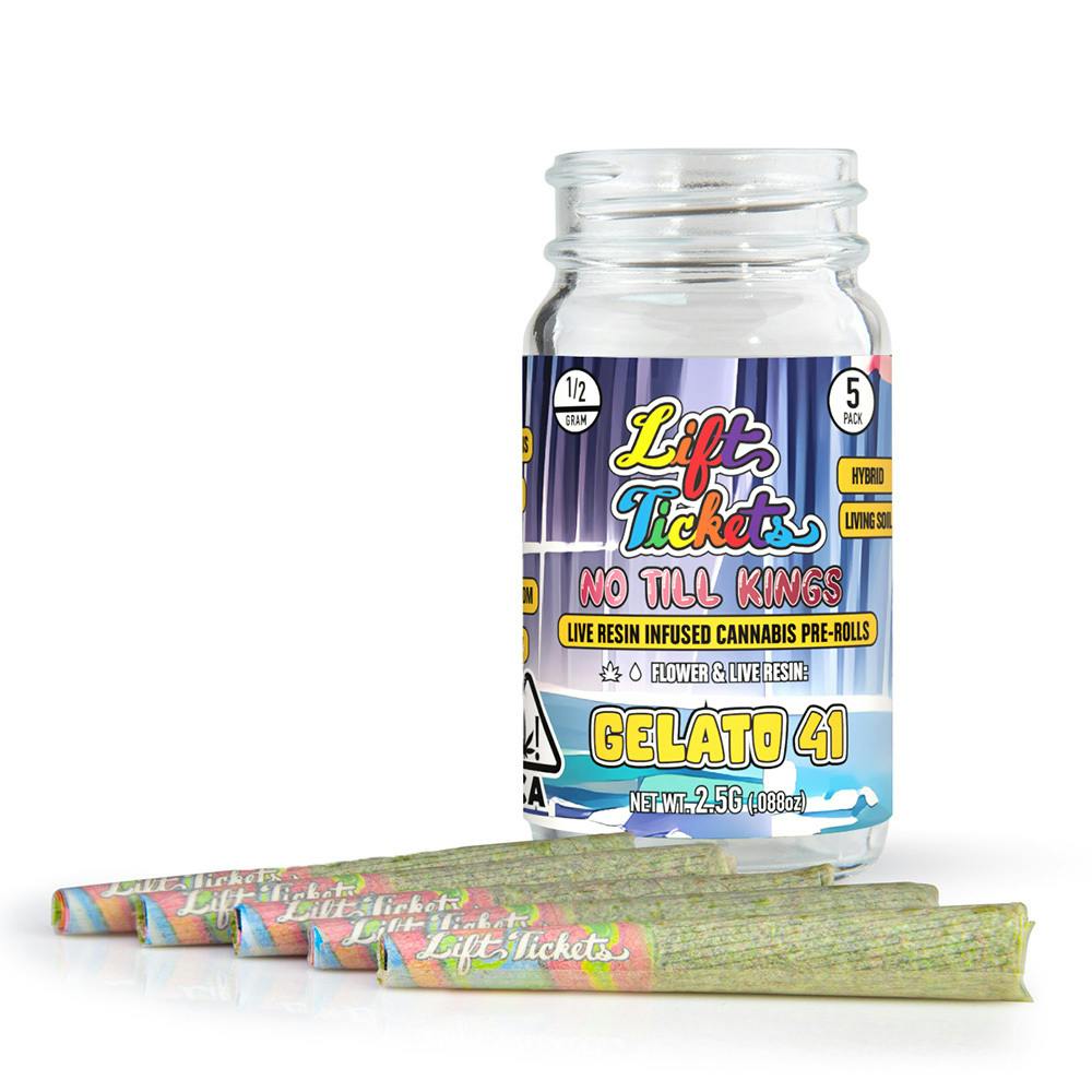 Lift Tickets - No Till Kings: Gelato 41 - 0.5g Infused Pre Roll Multipack (5) - 1