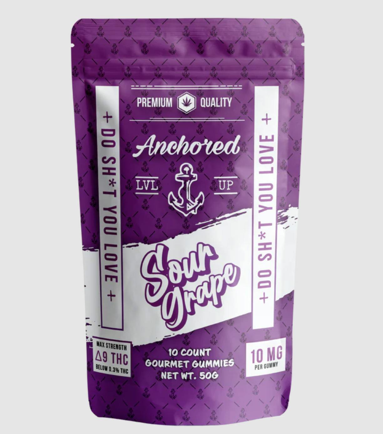 Anchored - Anchored | Sour Grape | Max Strength D9 Gourmet Gummies | 10mg - 1