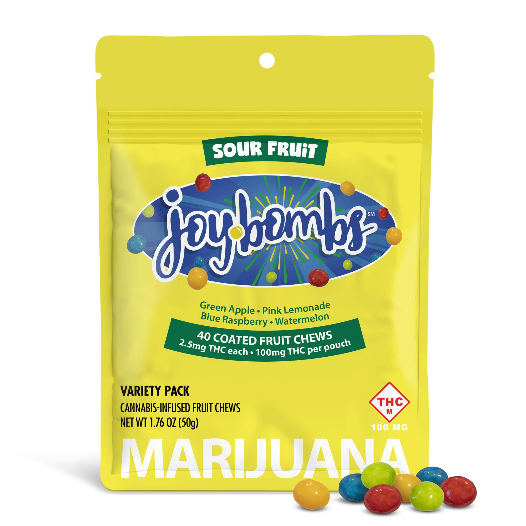 Joyibles - Joy Bombs Sour Fruit - 100mg THC (40pk / 2.5mg ea) - 1