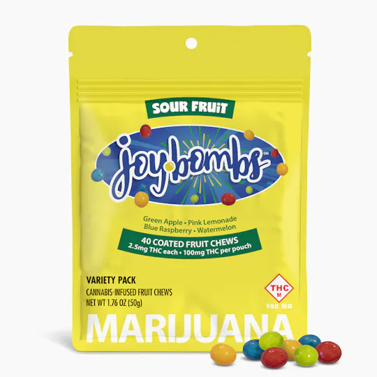 Joyibles - Joy Bombs Sour Fruit - 100mg THC (40pk / 2.5mg ea) - 1