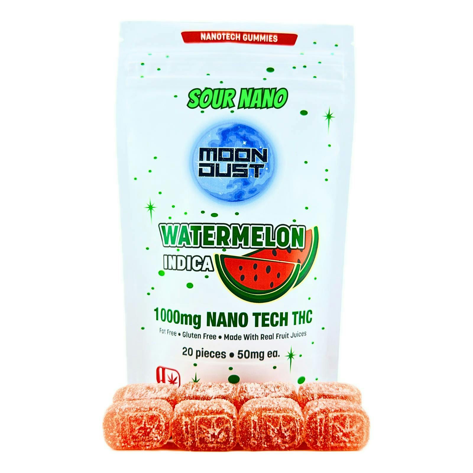 MOON DUST - Moon Dust | Sour Watermelon Nano Gummies | 1000mg | 20ct | 50mg/ea - 1