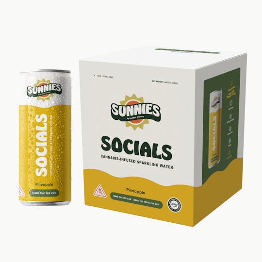 SunMed Growers - Socials - Pineapple Sparkling Water - 4 pk - 40mg - 1