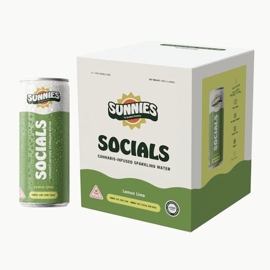 SunMed Growers - Socials - Lemon Lime Sparkling Water - 4 pk - 40mg - 1