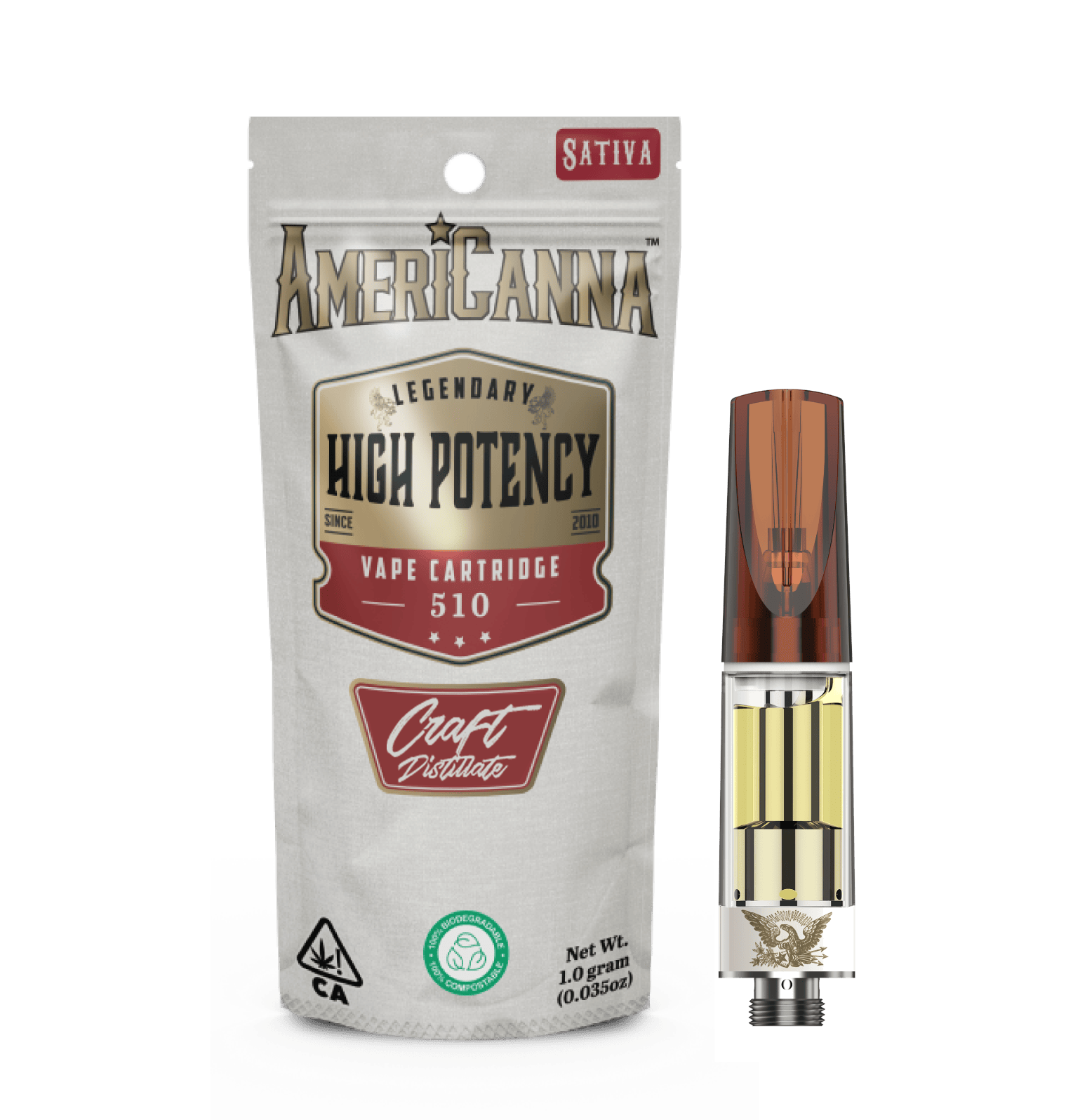 AmeriCanna - 24K Gold 1g High Potency Distillate Vape Cart - 1