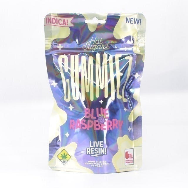 Hot Sugar! - Gummiez | Blue Raspberry Gummies | 100mg | 10ct | 10mg/ea - 1