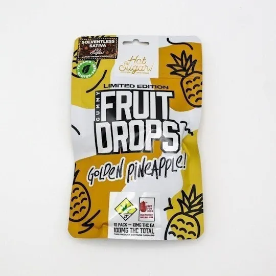 Hot Sugar! - Hot Sugar! | Fruit Drops | Golden Pineapple Gummies | 100mg| 10ct| 10mg/ea - 1