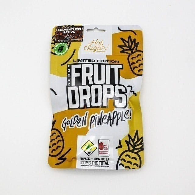 Hot Sugar! - Fruit Drops | Golden Pineapple Gummies | 100mg | 10ct | 10mg/ea - 1