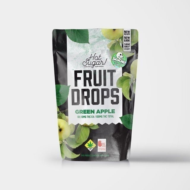 Hot Sugar! - Hot Sugar! | Fruit Drops | Sour Green Apple Gummies | 100mg | 10ct| 10mg/ea - 1