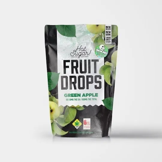 Hot Sugar! - Hot Sugar! | Fruit Drops | Sour Green Apple Gummies | 100mg | 10ct| 10mg/ea - 1