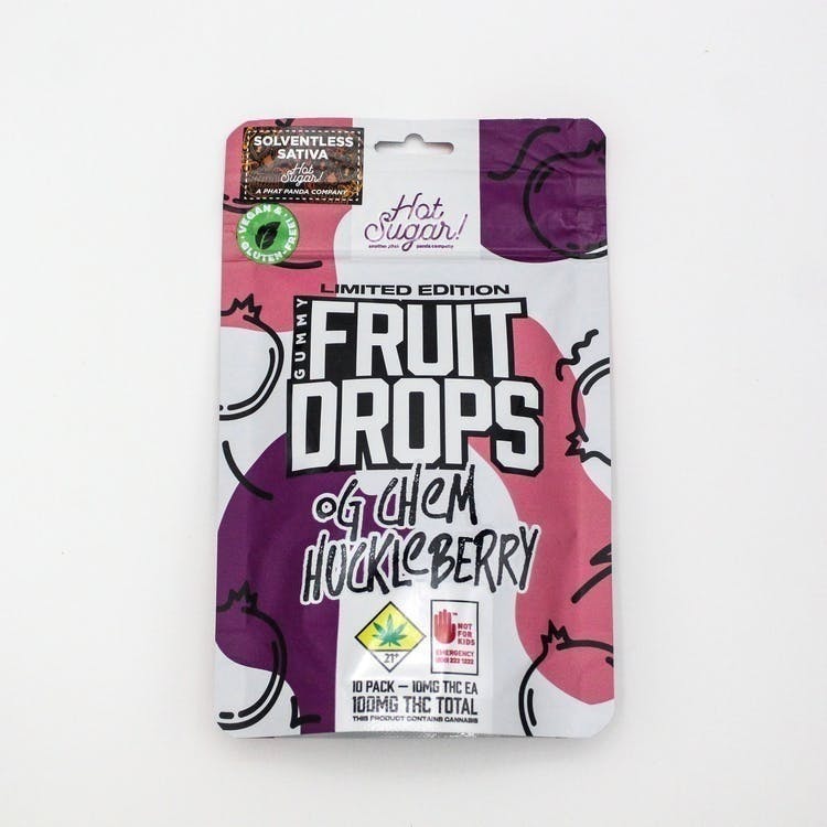 Hot Sugar! - Hot Sugar!|Fruit Drops|OG Chem Huckleberry 1:1 Gummies| 100mg|10ct|10mg/e - 1