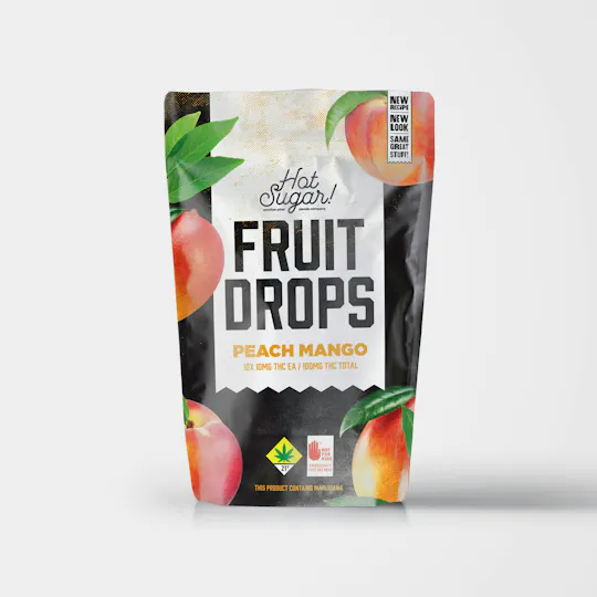 Hot Sugar! - Hot Sugar| Fruit Drop| Peach Mango 1:1 Gummies| 100mg THC/CBD| 10ct| 10mg/e - 1