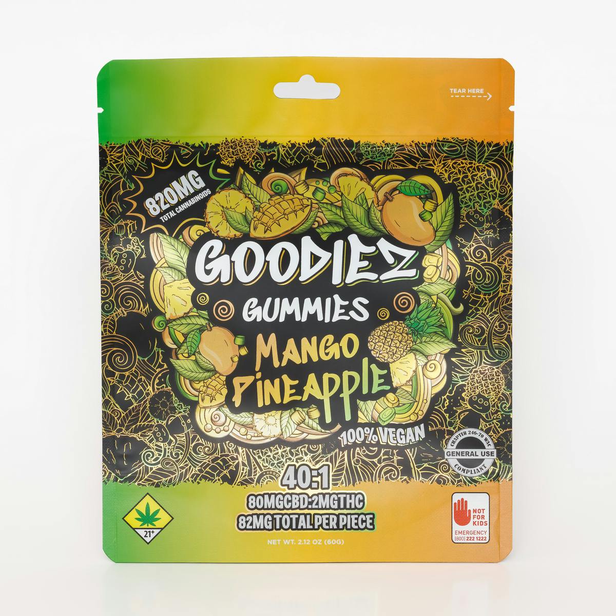 Swifts Edibles - Goodiez Gummies - Pineapple Mango | 40:1 CBD - 820mg - 1