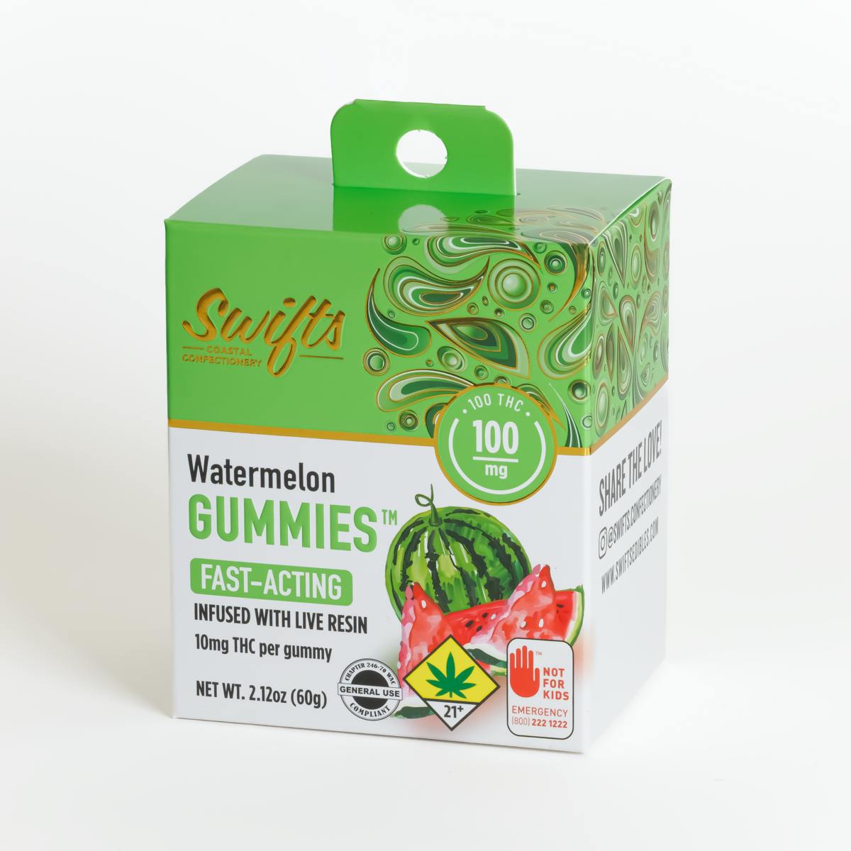 Swifts Edibles - Swifts Watermelon | Live Resin Gummies - 100mg - 1