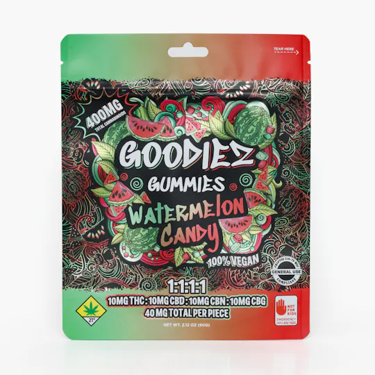 Swifts Edibles - Goodiez Gummies - Watermelon Candy | 1:1:1:1 - 400mg - 1