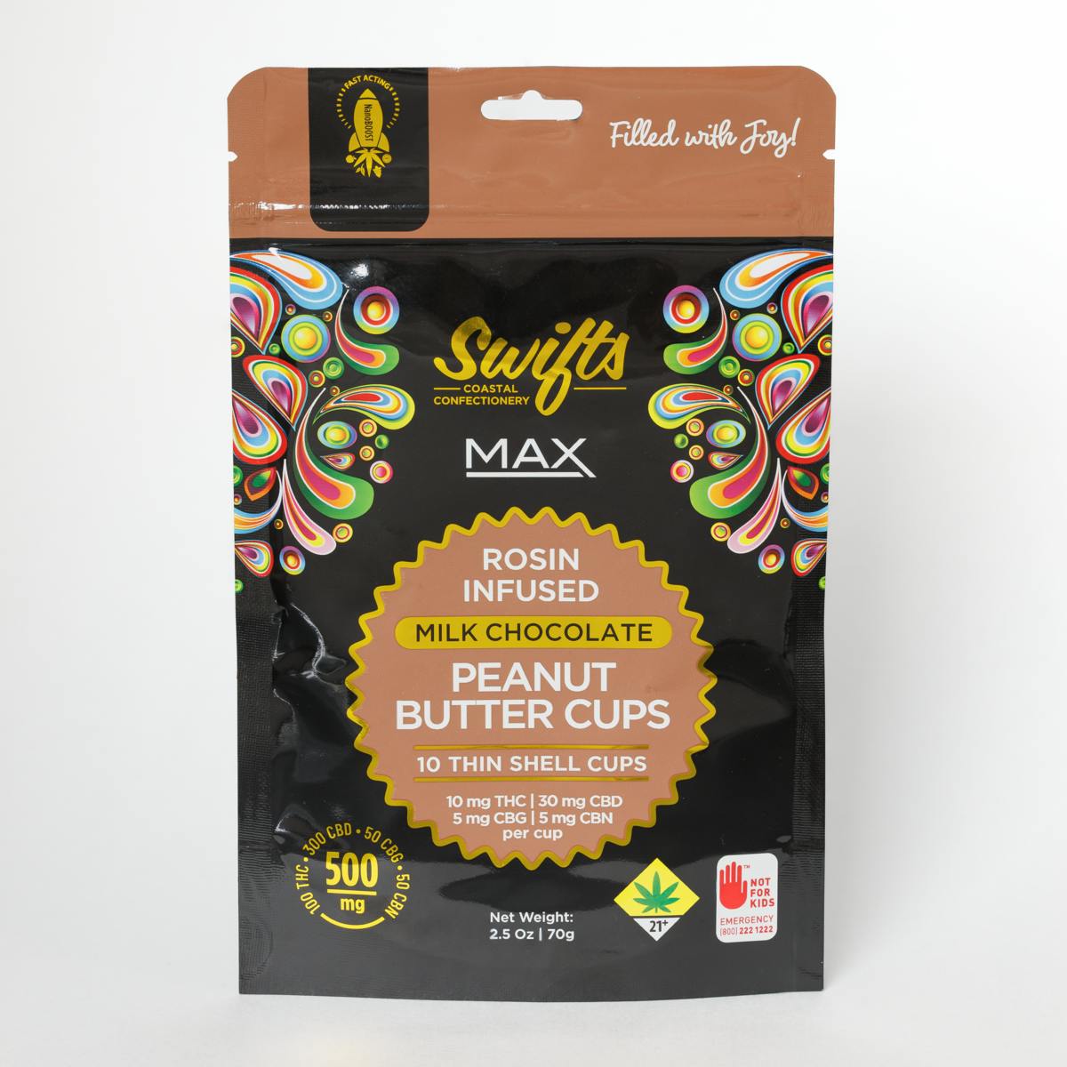Swifts Edibles - Swifts Peanut Butter Cups Milk Chocolate MAX | ROSIN- THC:CBD:CBN:CBG - 1