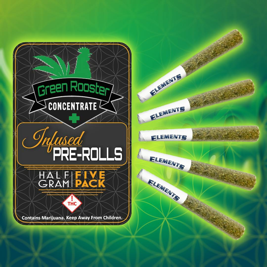 Green Rooster - Infused Pre-Roll – Pineapple Boof – .5g – 5pk - 1
