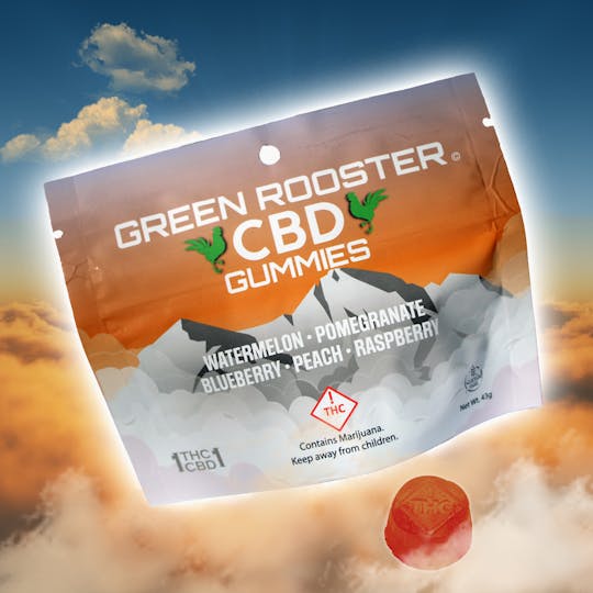 Green Rooster - Edibles – Gummies – CBD Variety – 1000mg THC / 1000mg CBD – 20pk - 1