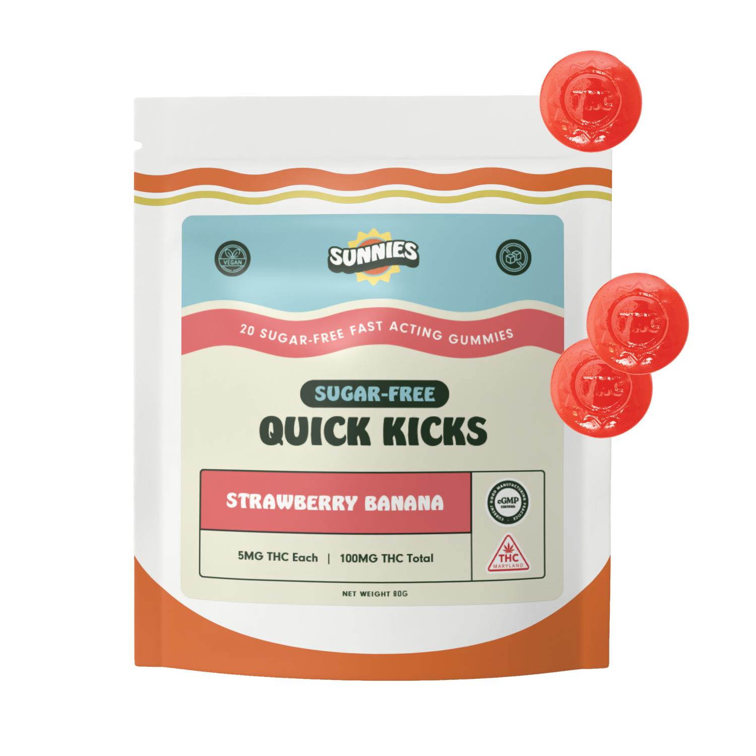 SunMed Growers - Sugar Free Strawberry Banana Gummies - 5mg - 100mg - 1