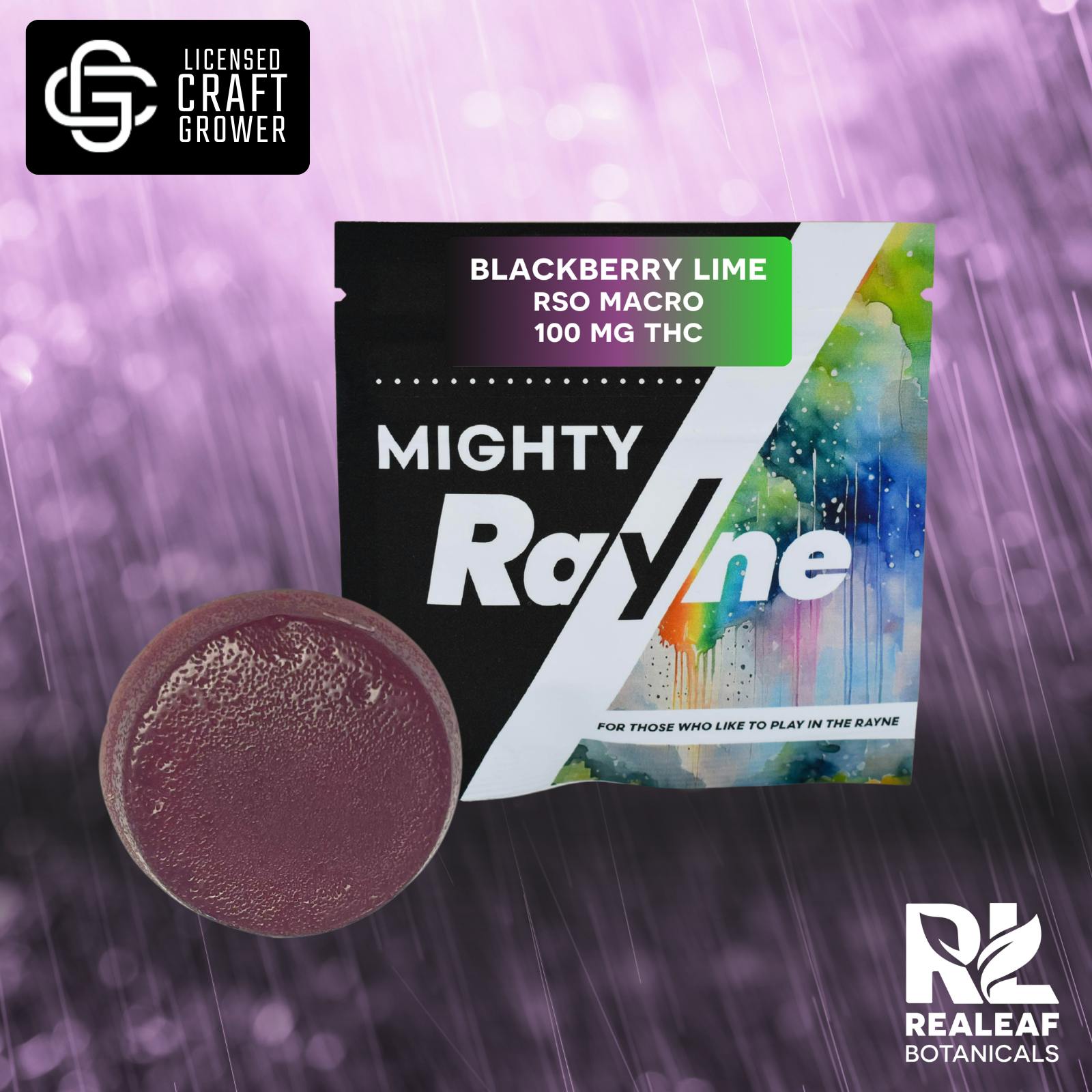 Realeaf Botanicals - Mighty Rayne RSO Macro Gummy - Blackberry Lime 100mg - 1