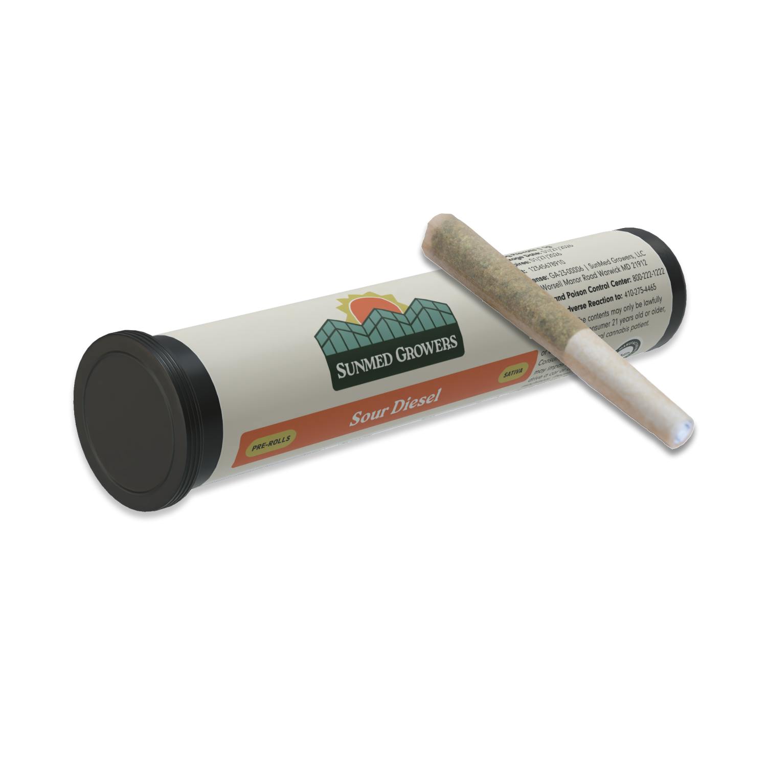SunMed Growers - Sour Diesel 0.5g Pre Roll Tube - 1