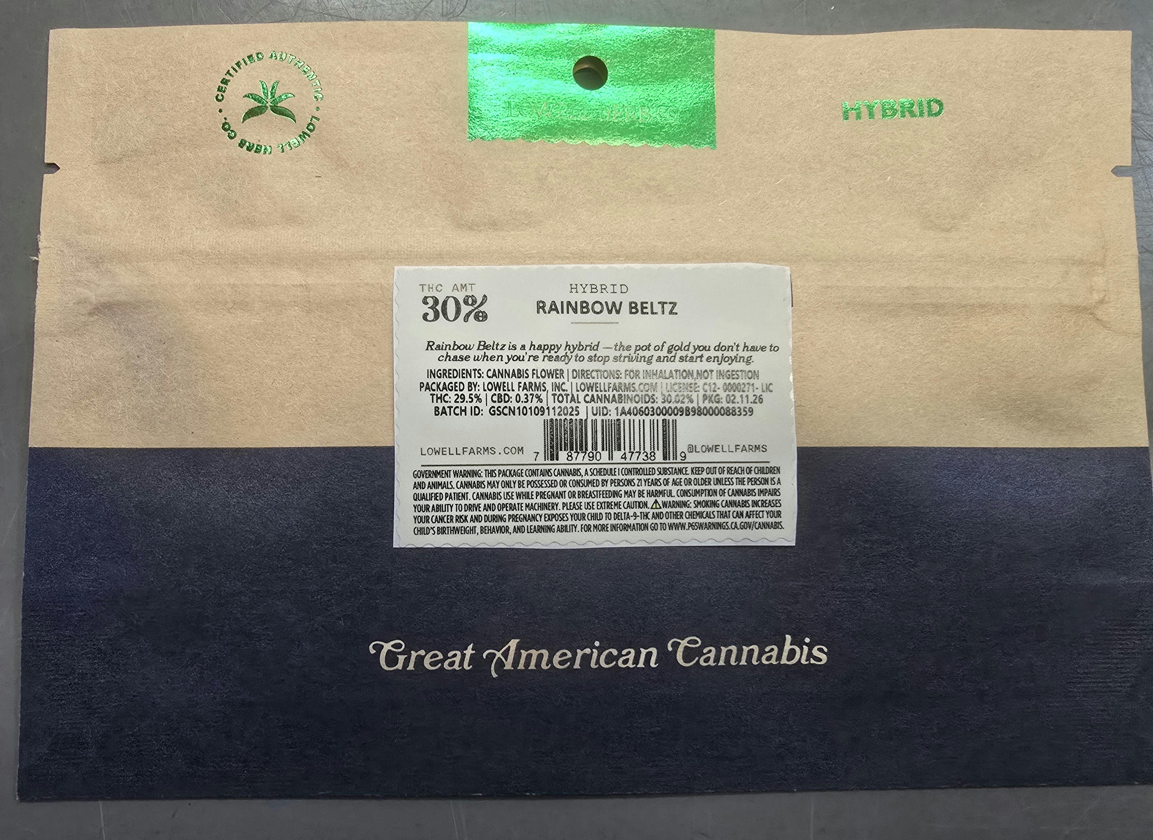 Lowell Herb Co. - LOWELL LITTLES, Rainbow Beltz 14g, Hybrid - 1