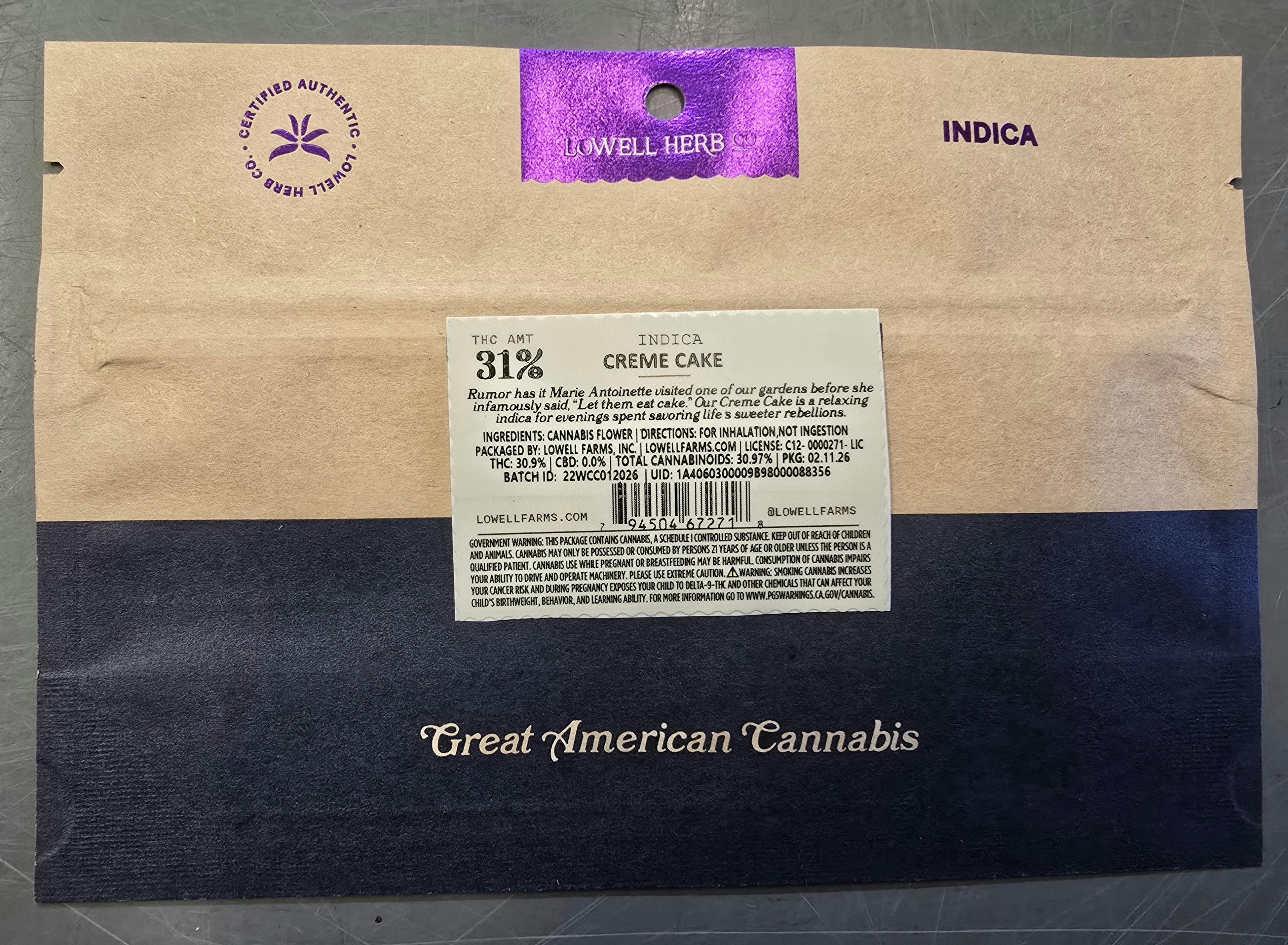 Lowell Herb Co. - LOWELL LITTLES, Creme Cake, Indica 14G - 1