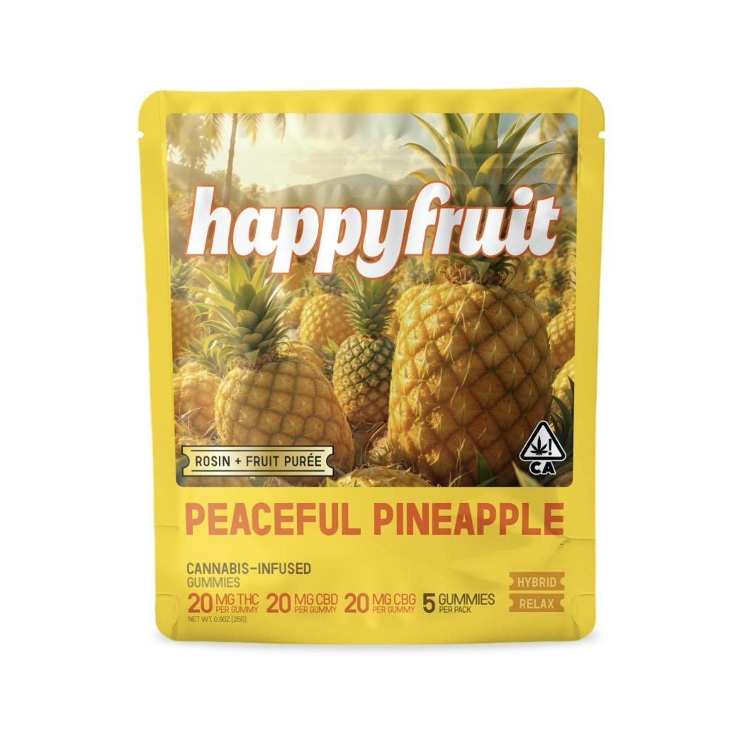 Happy Fruit - Happy Fruit - Peaceful Pineapple Rosin Gummies - 100mg THC/CBD/CBG - 5pk - 1