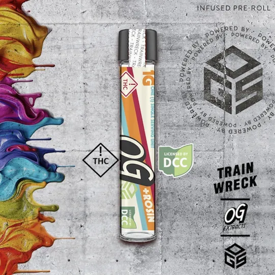 Old Granger Extracts - 1g | Trainwreck | Rosin Infused/Kief Rolled Cylinder Pre-Roll w/ Glass Tip - 1