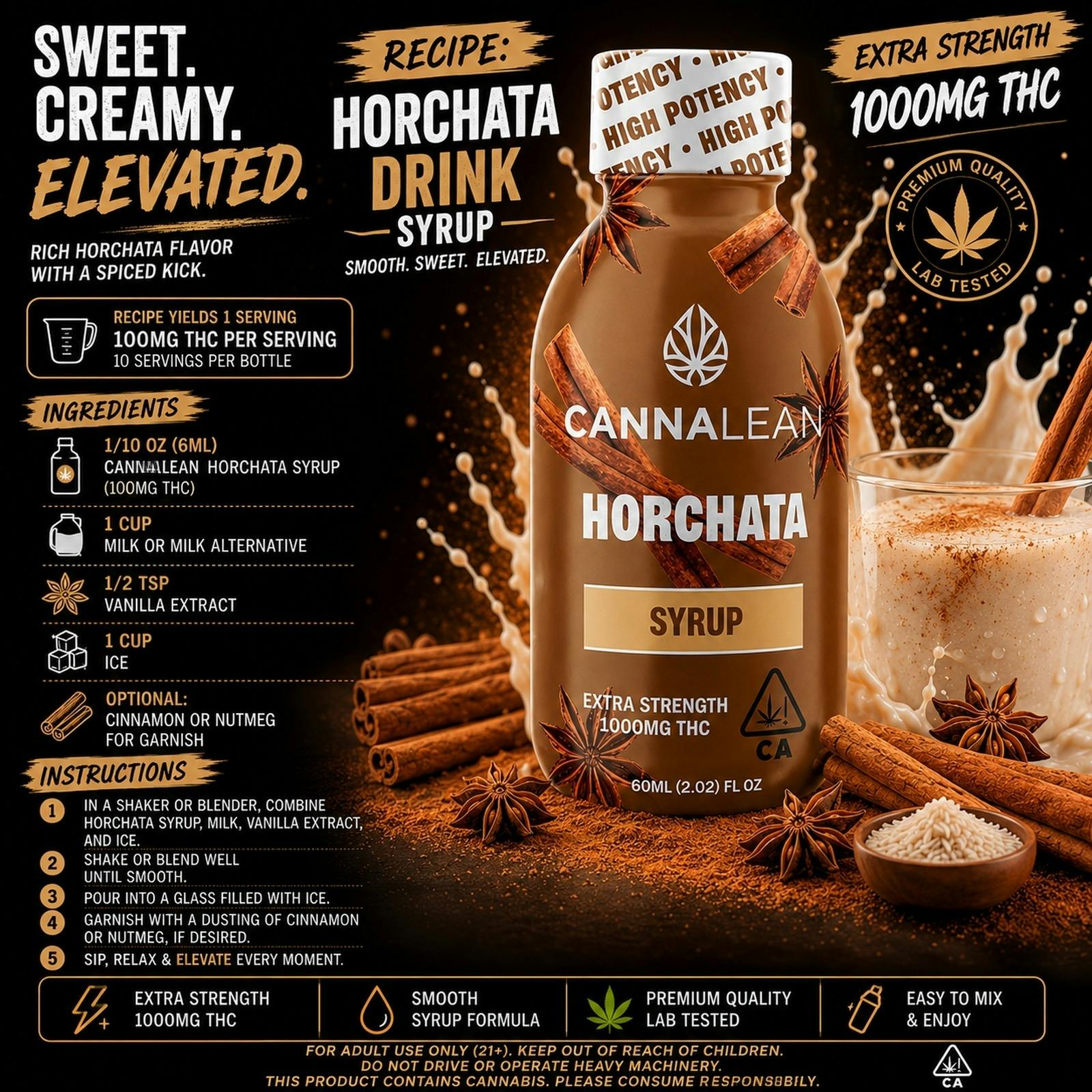 Cannalean - Cannalean | Horchata | 1000mg THC Syrup - 1