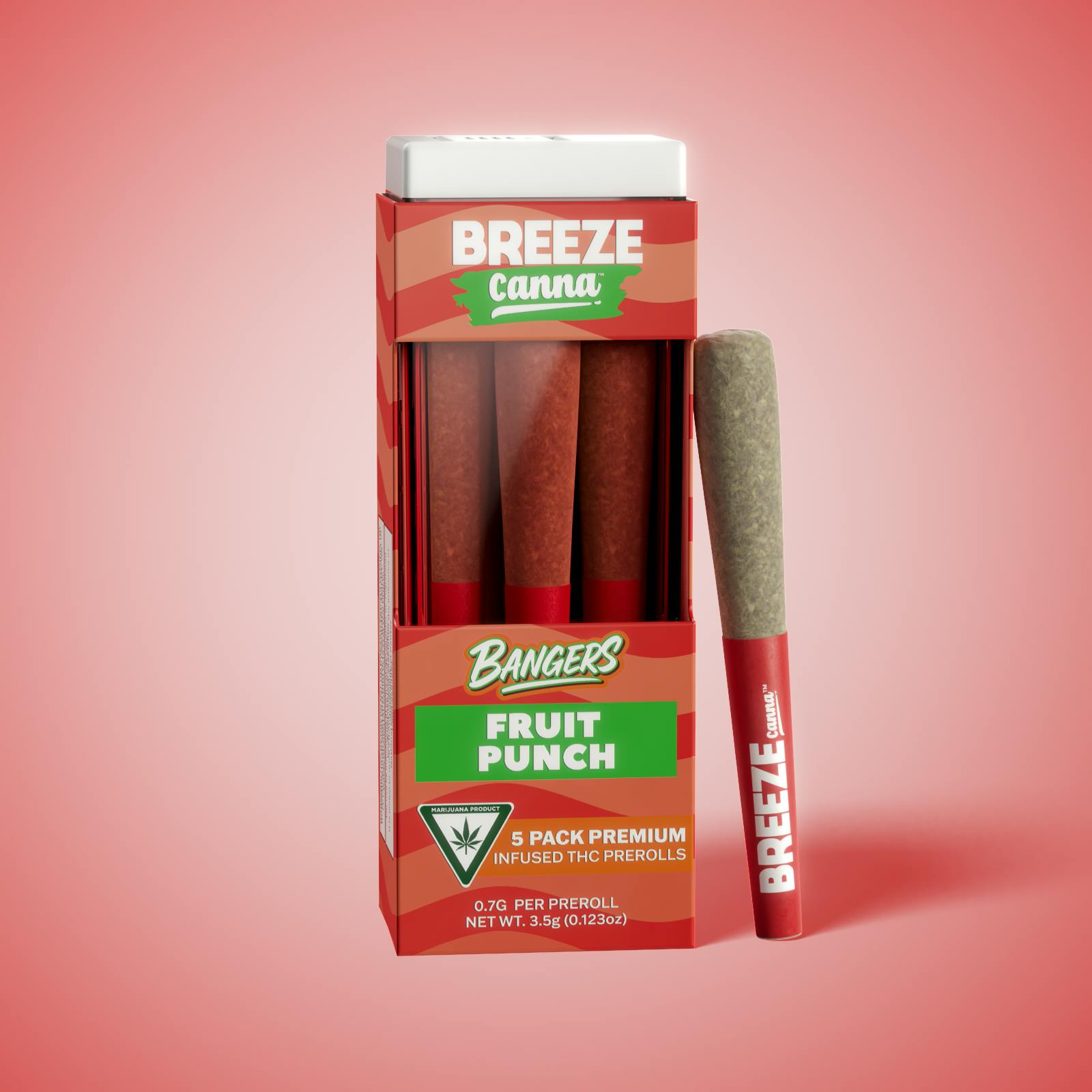 Breeze Canna - BREEZE Canna | Fruit Punch | Bangers Infused Joints | .7g each | 5pk - 1