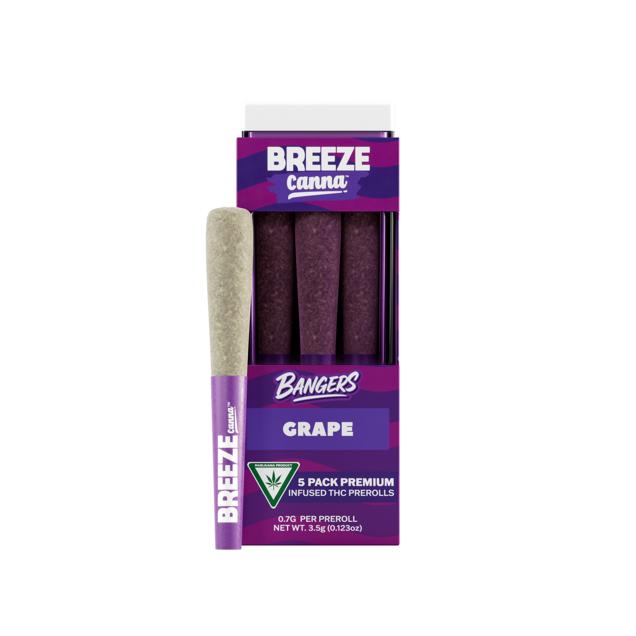 Breeze Canna - Grape - Bangers Infused Preroll .7g (5pk/3.5g) — BREEZE Canna - 1
