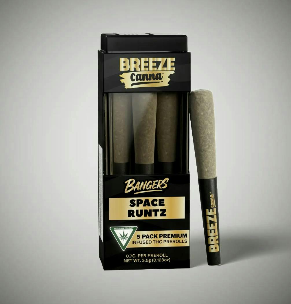 Breeze Canna - BREEZE Canna | Space Runtz | Bangers Infused Joints | .7g each | 5pk - 1
