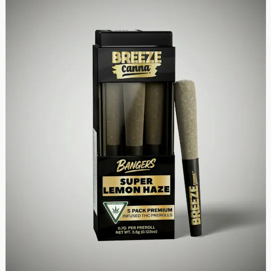 Breeze Canna - BREEZE Canna | Super Lemon Haze | Bangers Infused Joints | .7g each | 5pk - 1